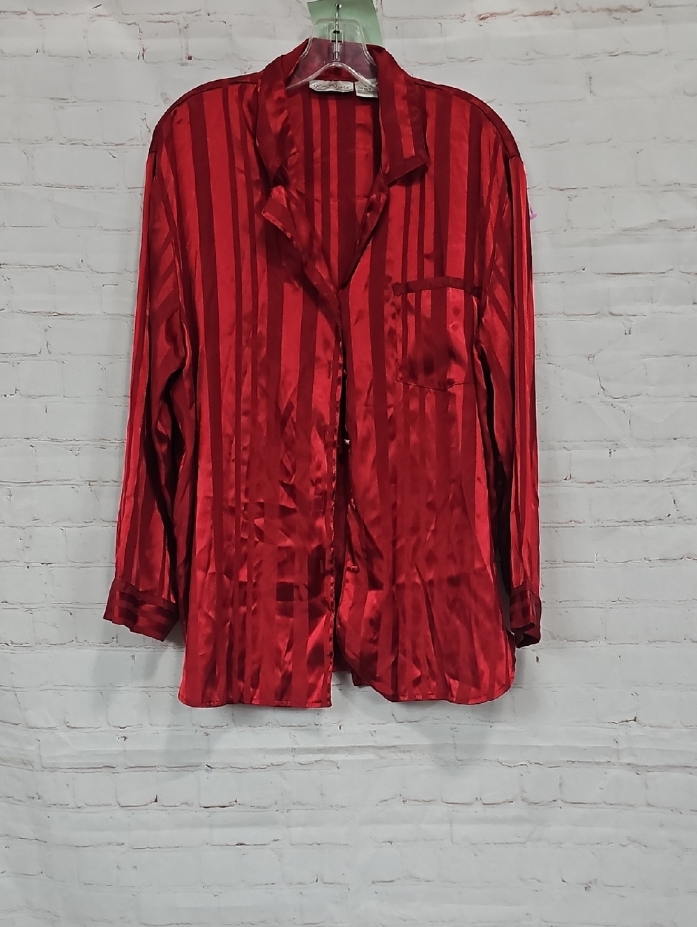 Kim Rogers Red Satin Striped Blouse